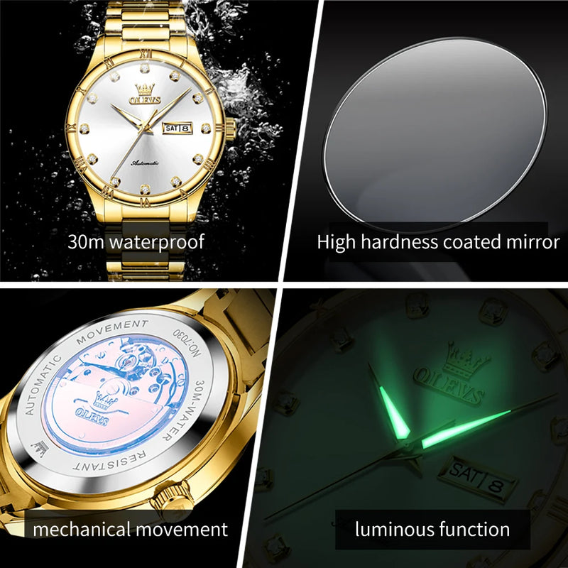 OLEVS 7030 Man Watch - مجموعة احتفالية - Embellish Gold Jewelry & Diamond