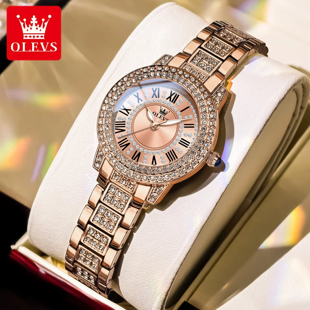 OLEVS 9943 Luxury Diamond Women Watch - Olevs - Embellish Gold Jewelry & Diamond