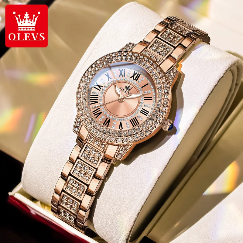 OLEVS 9943 Luxury Diamond Women Watch - Olevs - Embellish Gold Jewelry & Diamond