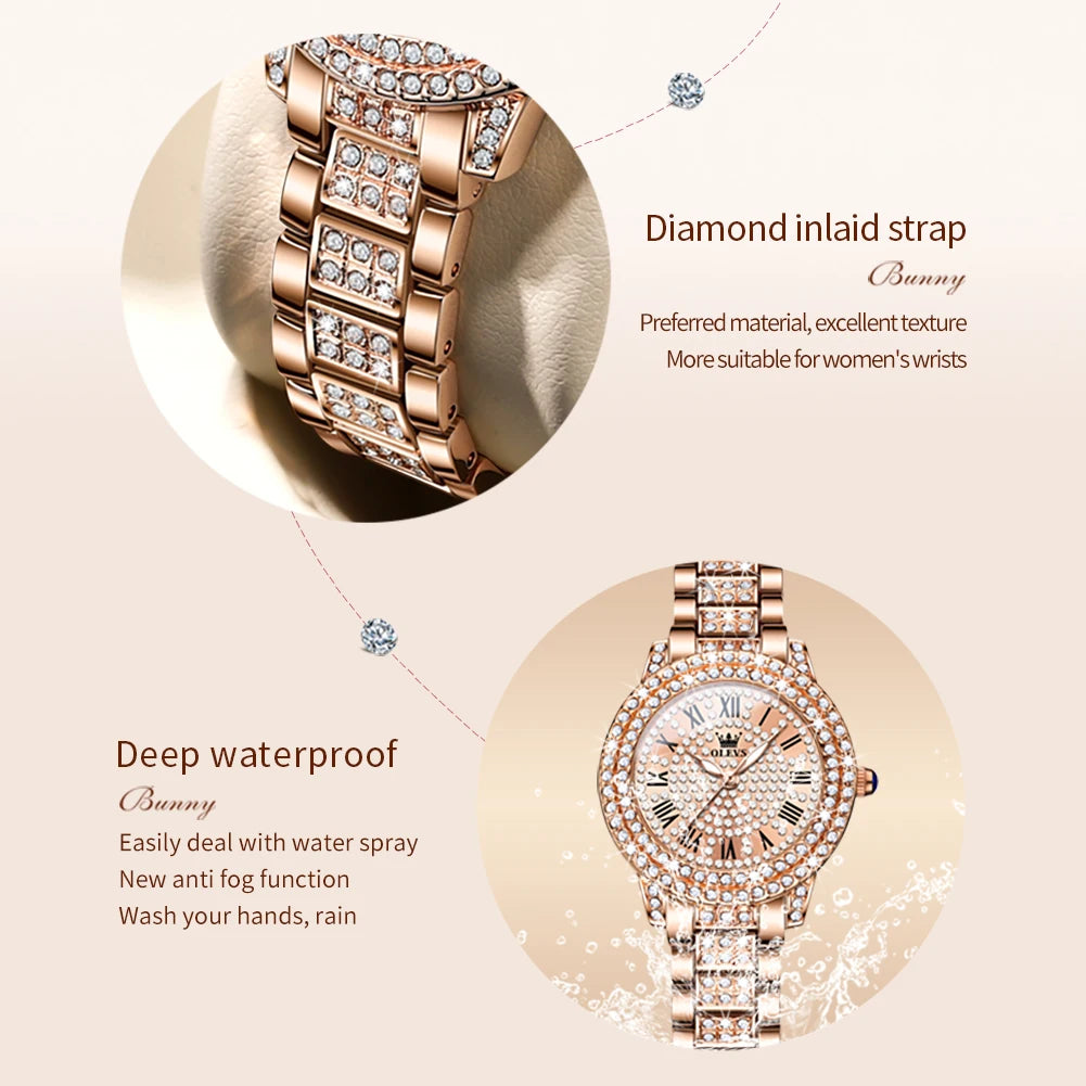 OLEVS 9943 Luxury All Diamond Original Quartz Watch for Women