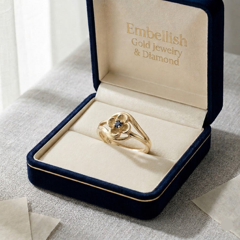 18k Gold Flower Inspired Ring - 18k Gold Ring - Embellish Gold Jewelry & Diamond