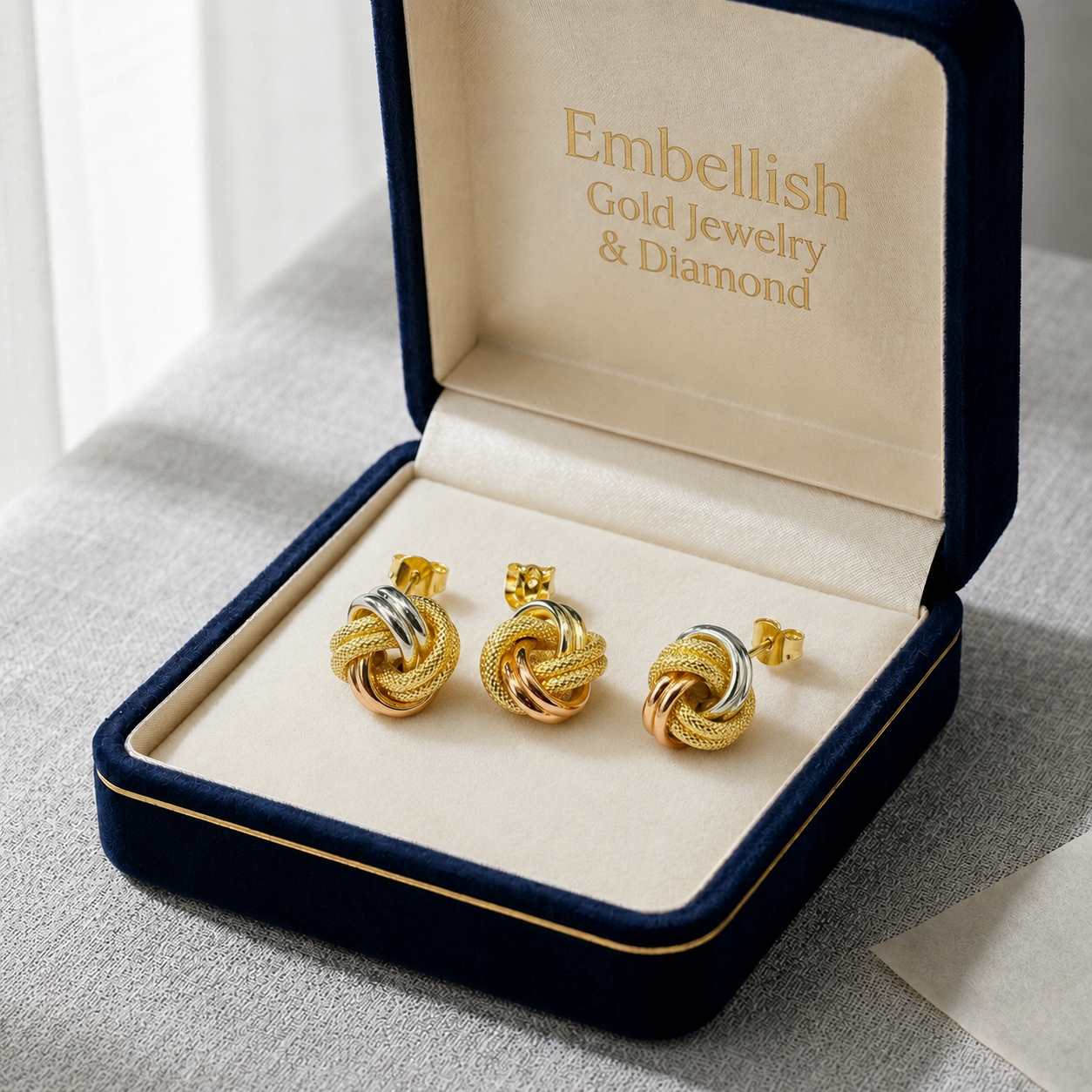 18k Gold Triple Color Cinnamon Jewelry Set - ad collection - Embellish Gold Jewelry & Diamond