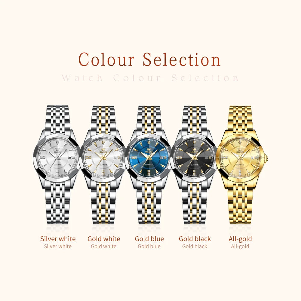 OLEVS 9977 Women Watch - Olevs - Embellish Gold Jewelry & Diamond