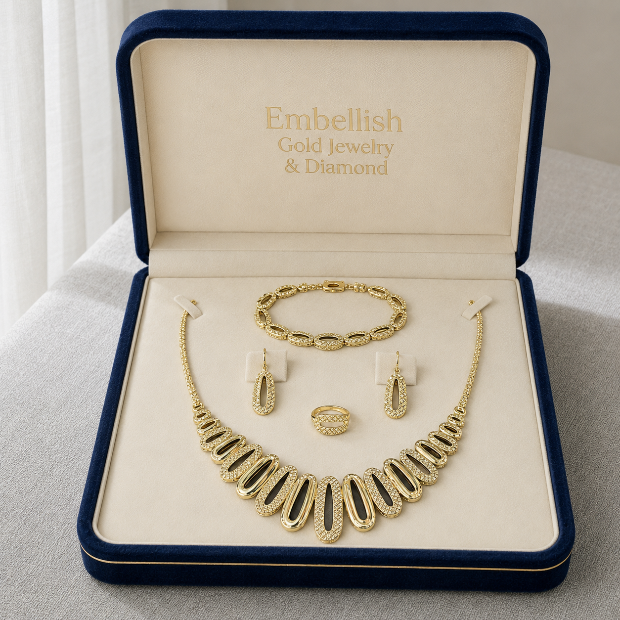 18k Gold Clip Inspired Design Jewelry Set - ad collection - Embellish Gold Jewelry & Diamond