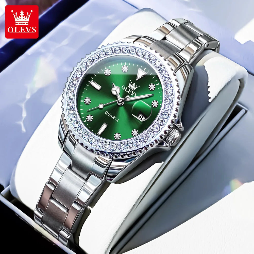 OLEVS Luxury Brand Quartz Watch for Women - Olevs - Embellish Gold Jewelry & Diamond