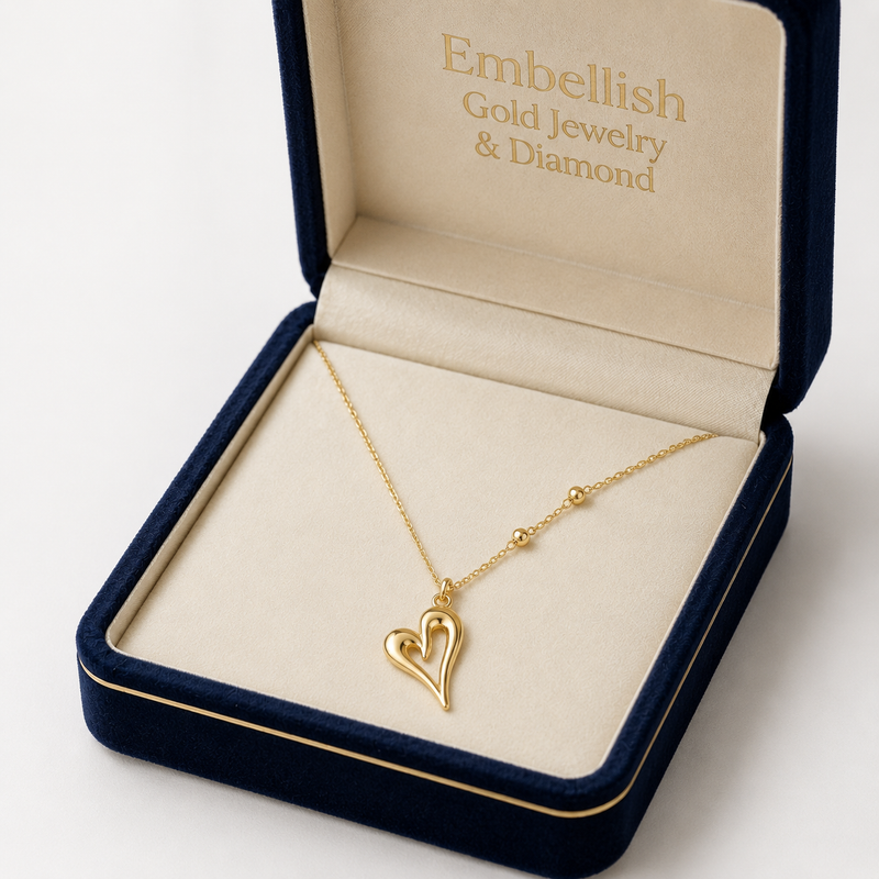 18k Gold Sexy Heart Ball Necklace - ad collection - Embellish Gold Jewelry & Diamond