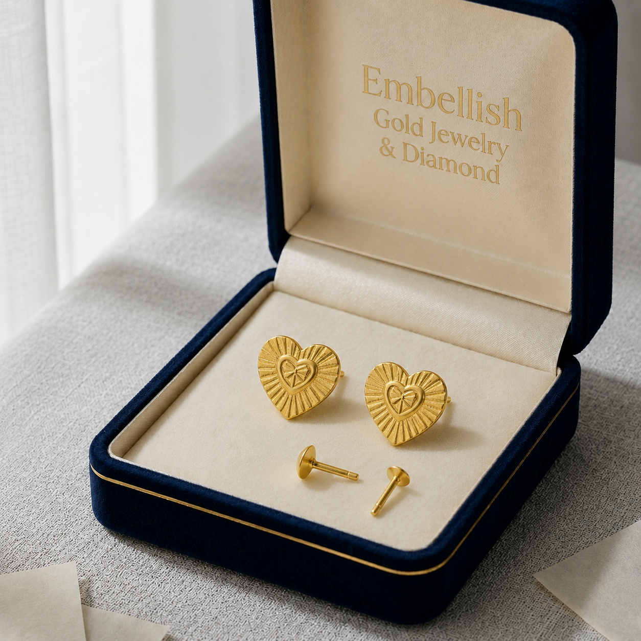 18K Real Gold Double Earrings - 18k Gold Earrings - Embellish Gold