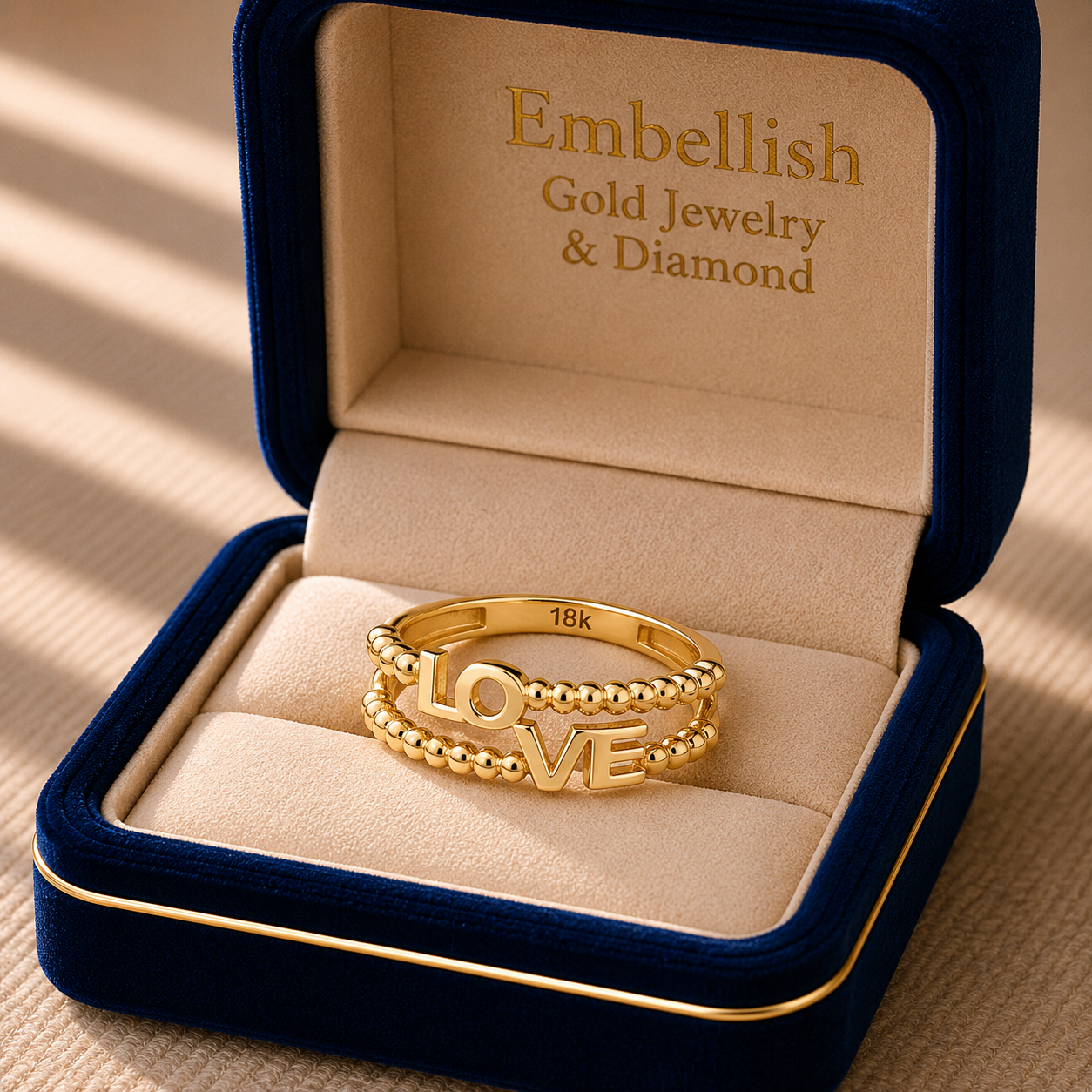 18k Gold Love Ball Ring - 18k Gold Ring - Embellish Gold Jewelry & Diamond