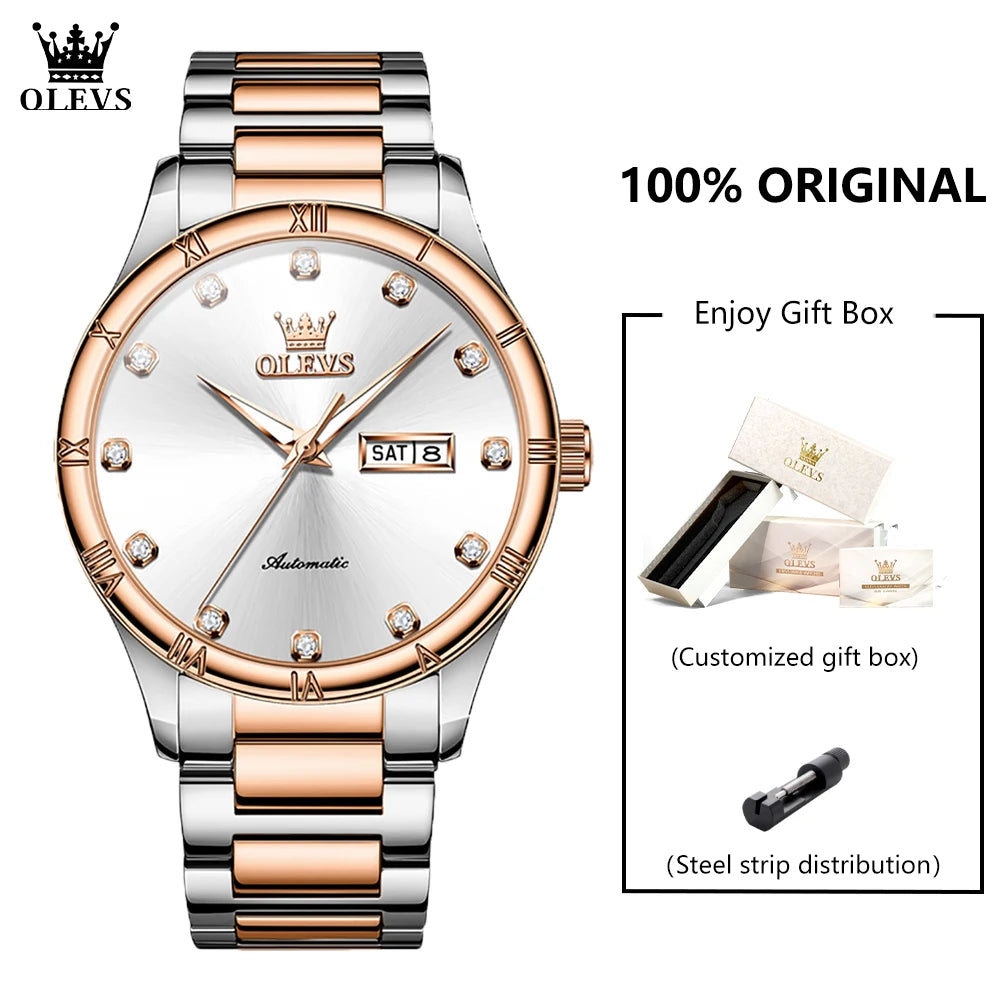 OLEVS 7030 Man Watch - Festive Collection - Embellish Gold Jewelry & Diamond