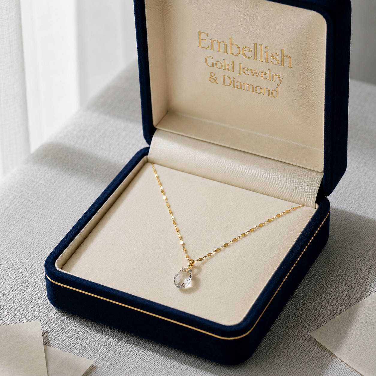 18K Real Gold Acrylic Stone Necklace 2