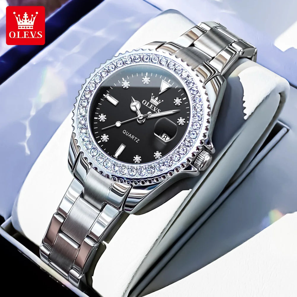 OLEVS Luxury Brand Quartz Watch for Women - Olevs - Embellish Gold Jewelry & Diamond
