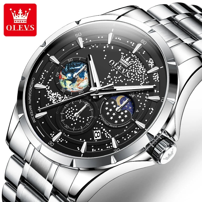 OELVS 5538 Steel Strap Men's Watch - Olevs - Embellish Gold Jewelry & Diamond