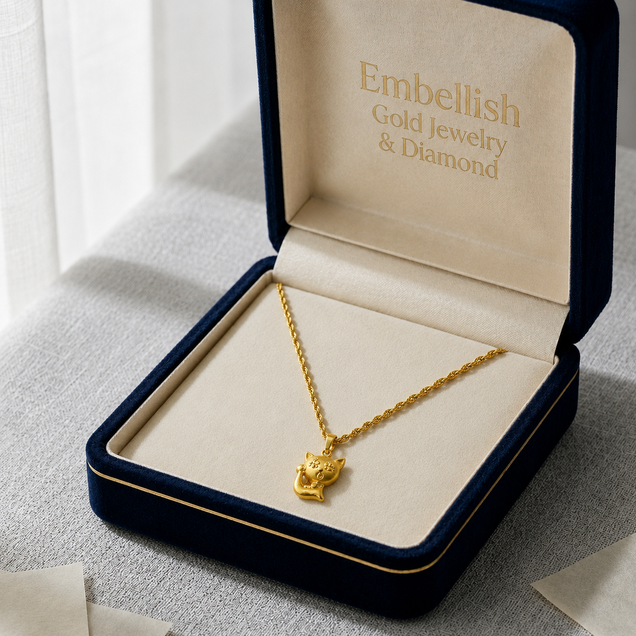 18k Gold Kitty Necklace