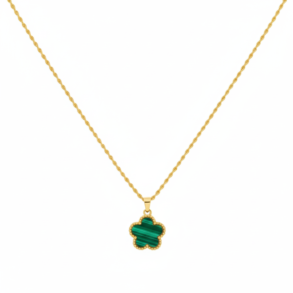 18k Gold Green Star Necklace