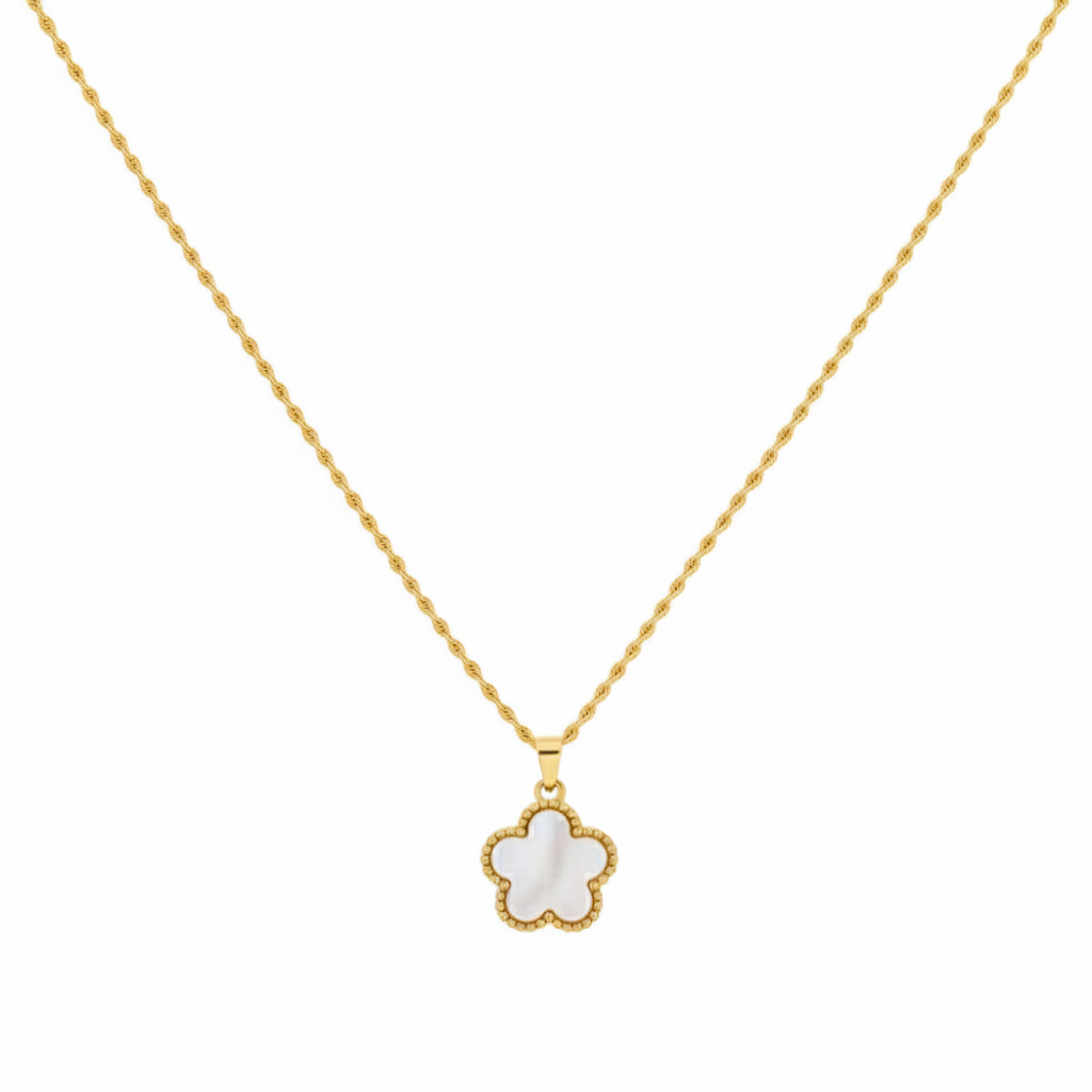 18k Gold White Star Necklace