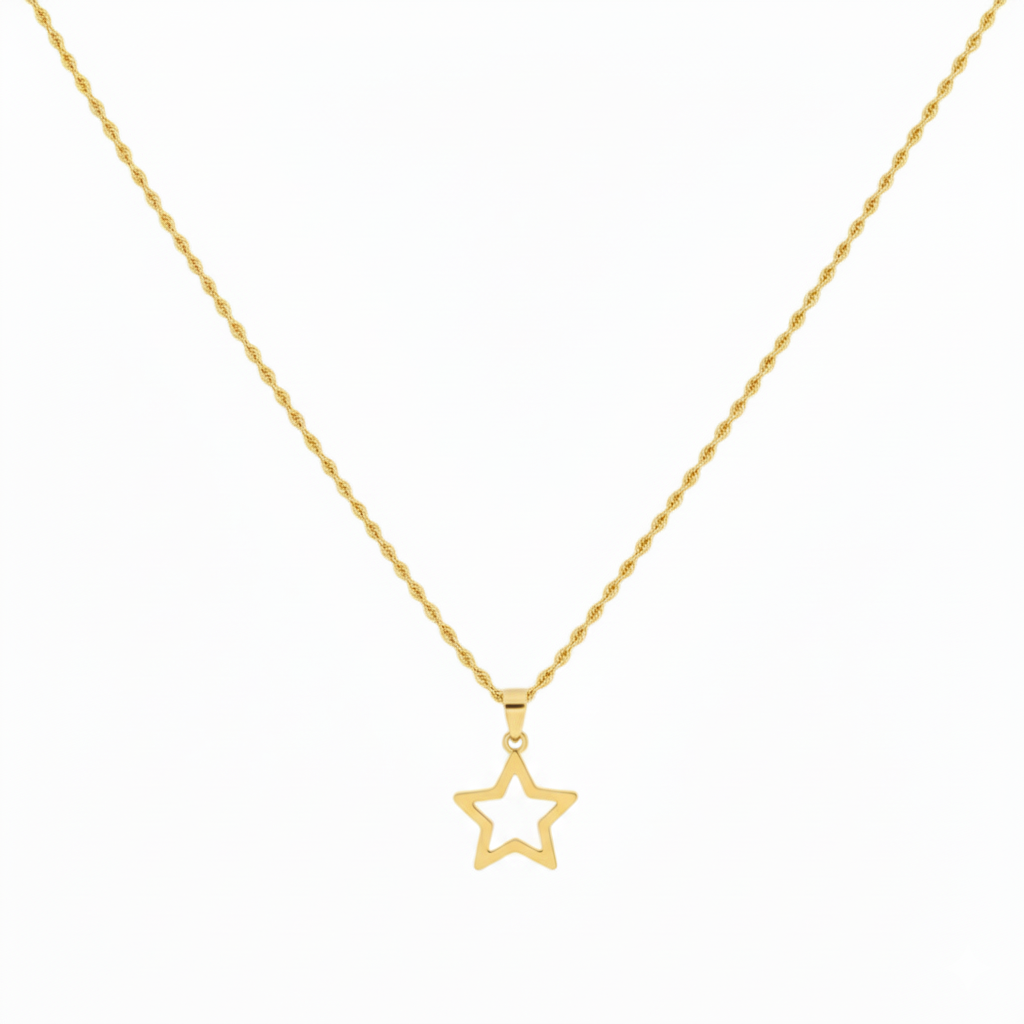 18K Real Gold Star Necklace V1.5