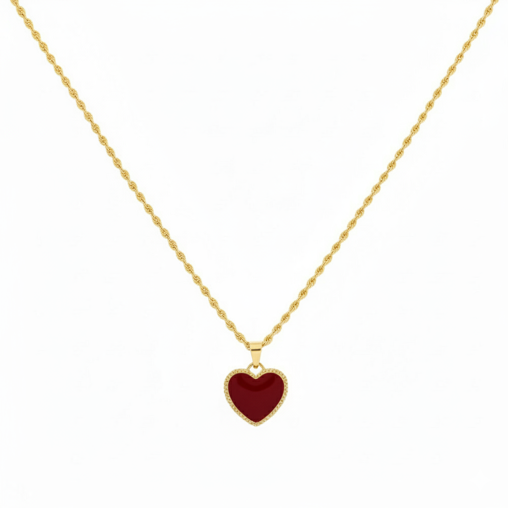 18k Gold Agate Heart Necklace