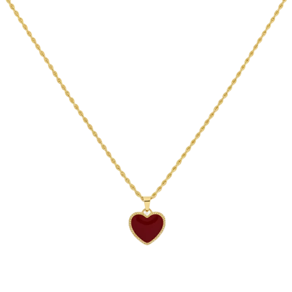 18k Gold Agate Heart Necklace