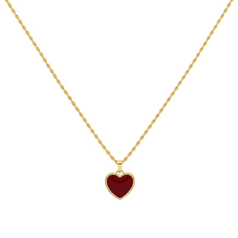 18k Gold Agate Heart Necklace - 18k Gold Necklace - Embellish Gold