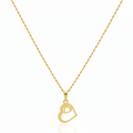 18K Real Gold Heart in Heart Necklace