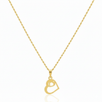 18K Real Gold Heart in Heart Necklace