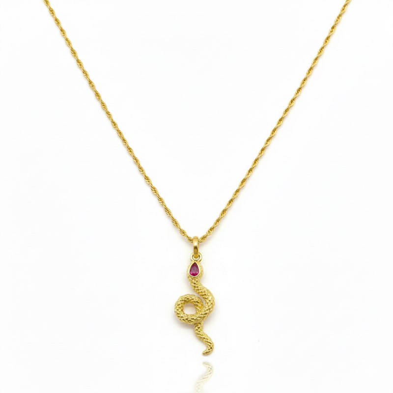 18K Real Gold Dragon Necklace - 18k Gold Necklace - Embellish Gold