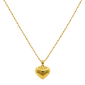 18K Gold Bubble Heart With Rope Chain