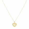 18K Real Gold Heart with Love Necklace