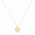 18K Real Gold Heart with Love Necklace