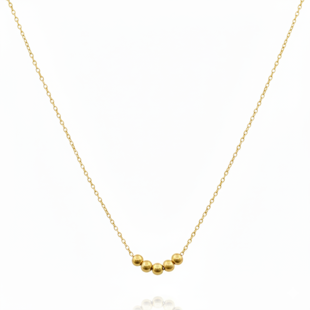 18k Gold 5 Ball Necklace