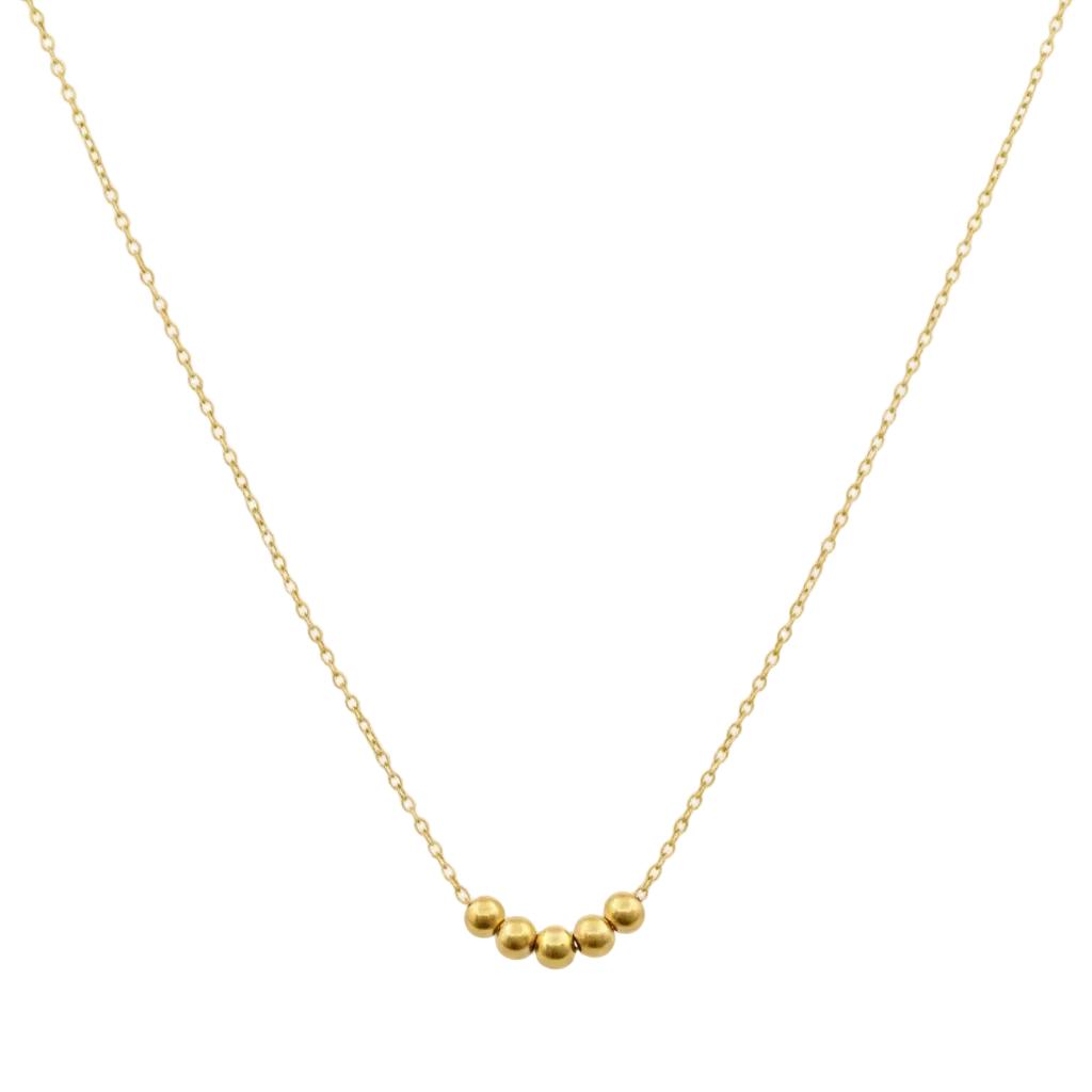 18k Gold 5 Ball Necklace - 18k Gold Necklace - Embellish Gold Jewelry & Diamond