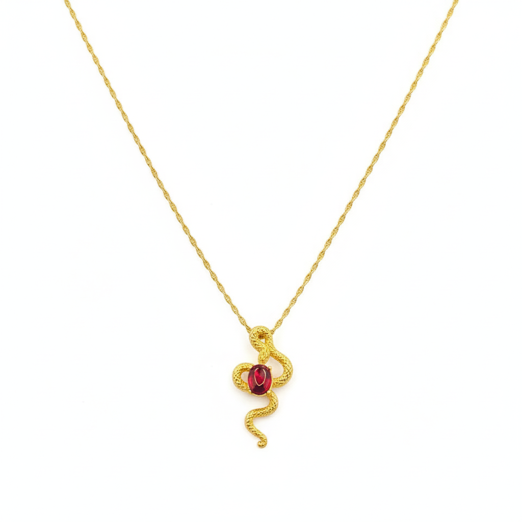 18k Gold Red Dragon Necklace