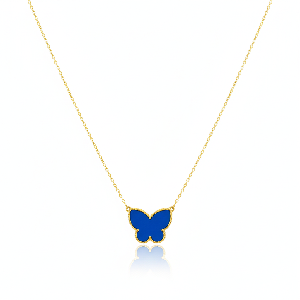 18k Blue Butterfly Necklace