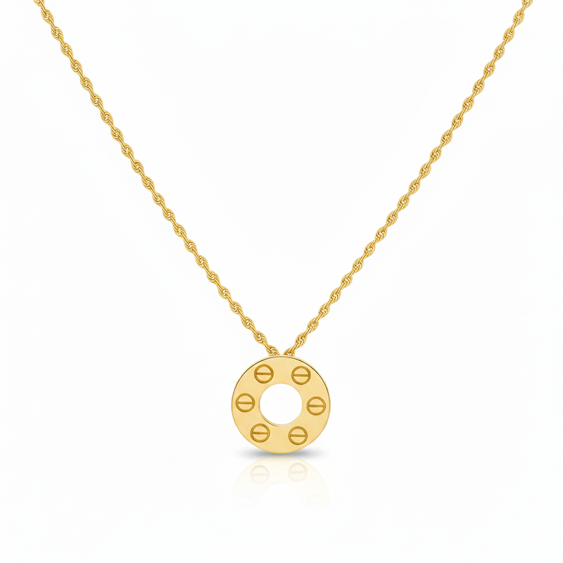 18k Circle Button Necklace - Products - Embellish Gold
