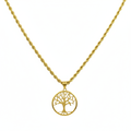 18k Gold Round Tree of Life Necklace