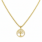 18k Gold Round Tree of Life Necklace