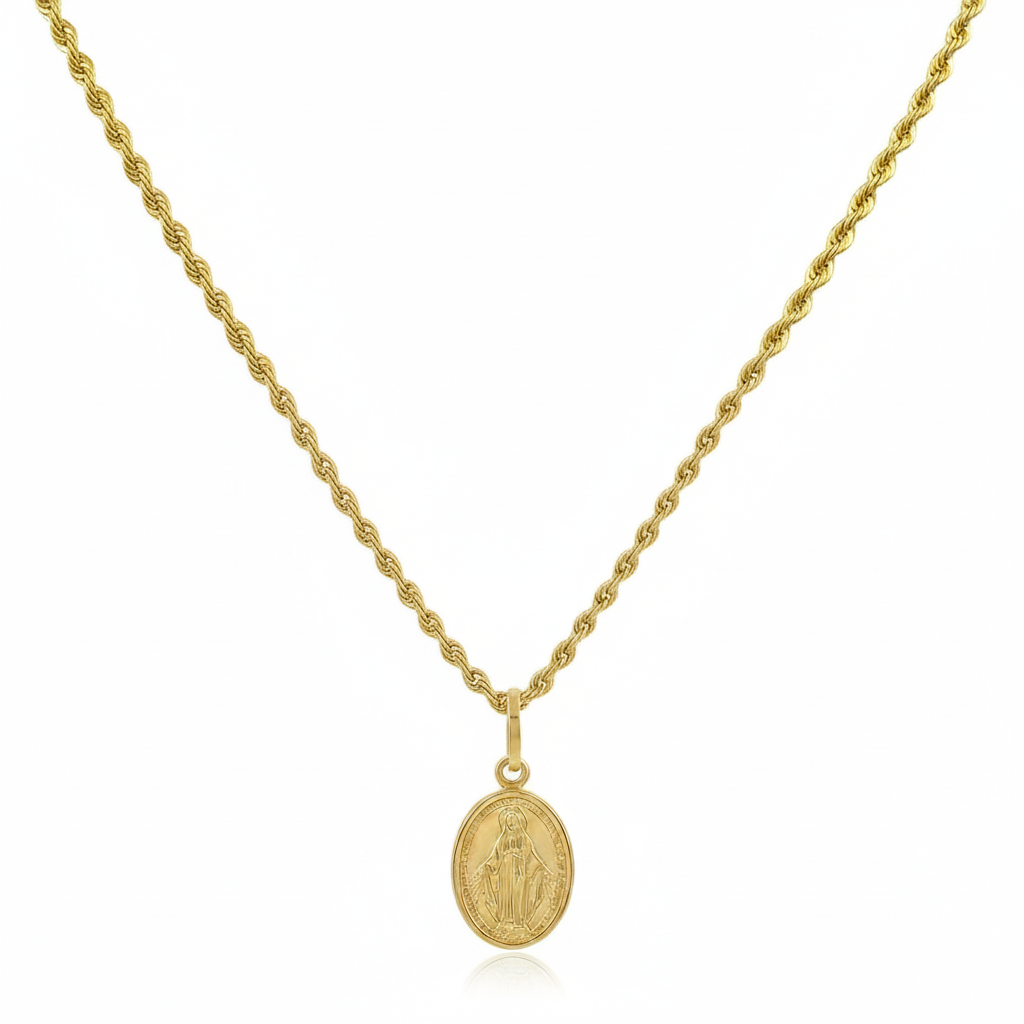 18k Gold Religious Inspired Necklace - 18k Gold Necklace - Embellish Gold