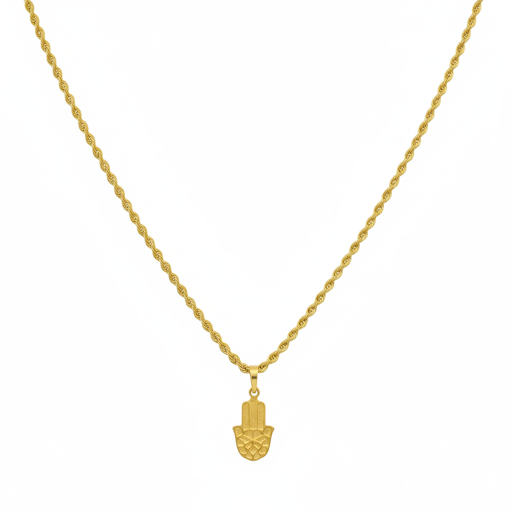 18k Gold Hamsa Necklace - 18k Gold Necklace - Embellish Gold