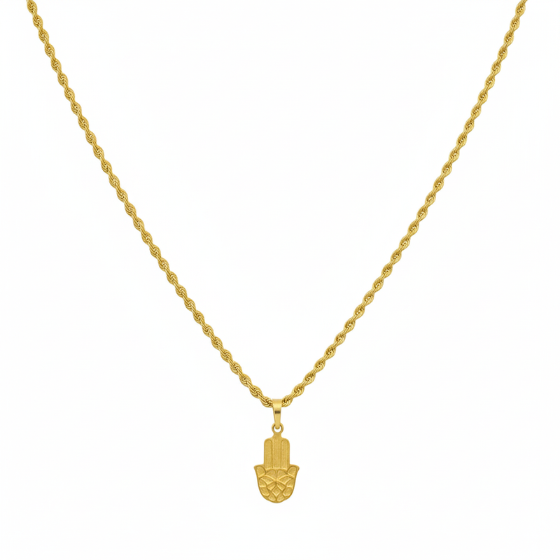 18k Gold Hamsa Necklace - 18k Gold Necklace - Embellish Gold