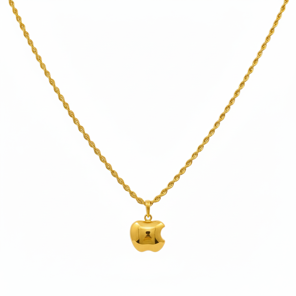 18k Gold Apple Necklace - 18k Gold Necklace - Embellish Gold