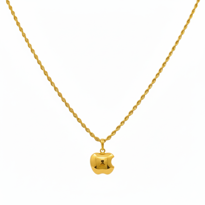 18k Gold Apple Necklace - 18k Gold Necklace - Embellish Gold
