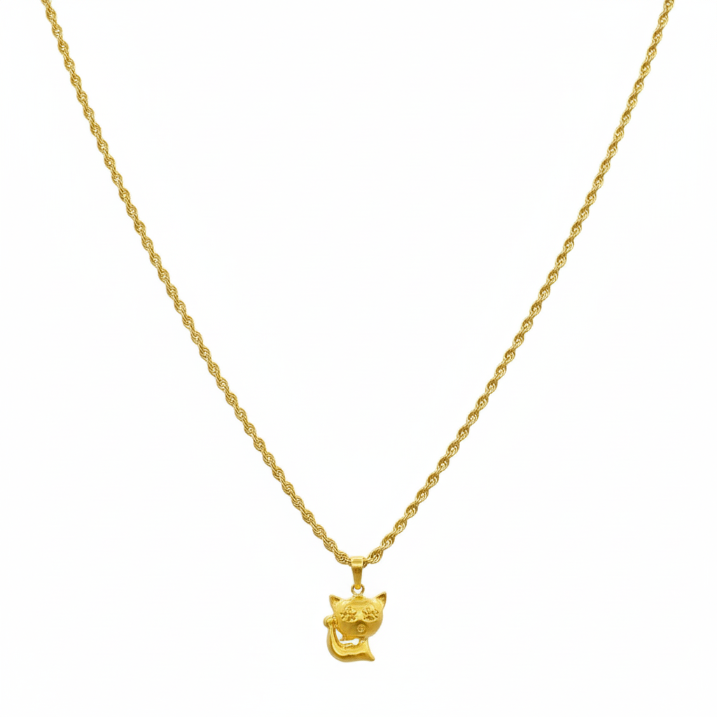 18k Gold Kitty Necklace - 18k Gold Necklace - Embellish Gold