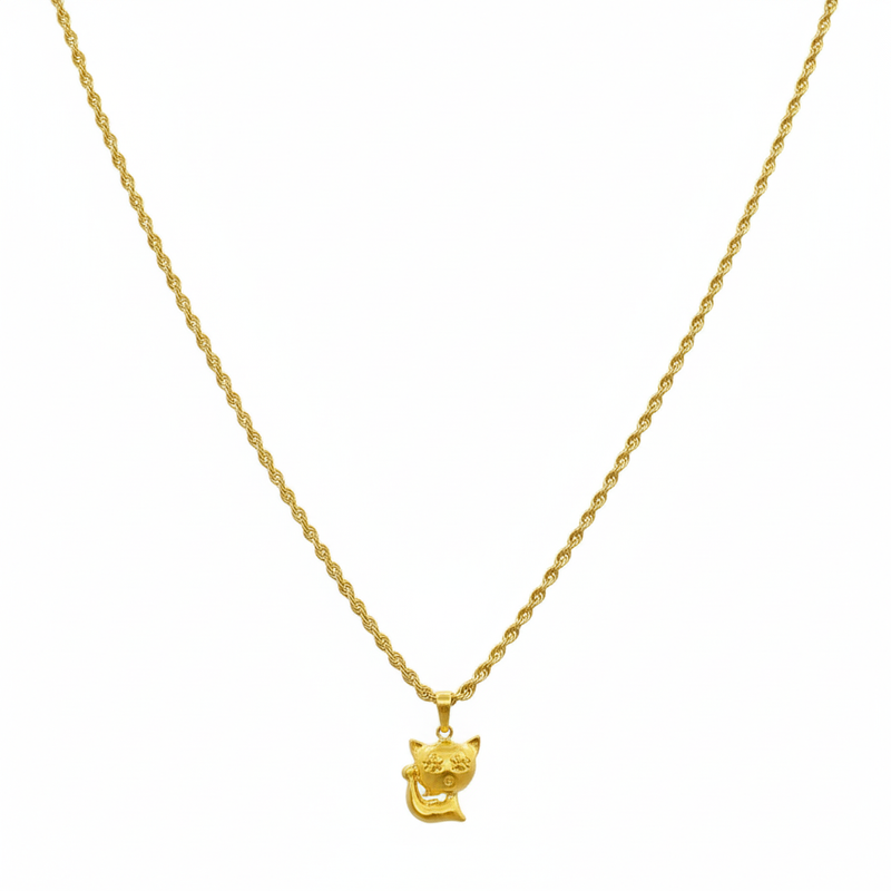 18k Gold Kitty Necklace - 18k Gold Necklace - Embellish Gold