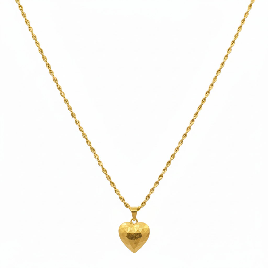 18k Gold Heart Stripe Necklace