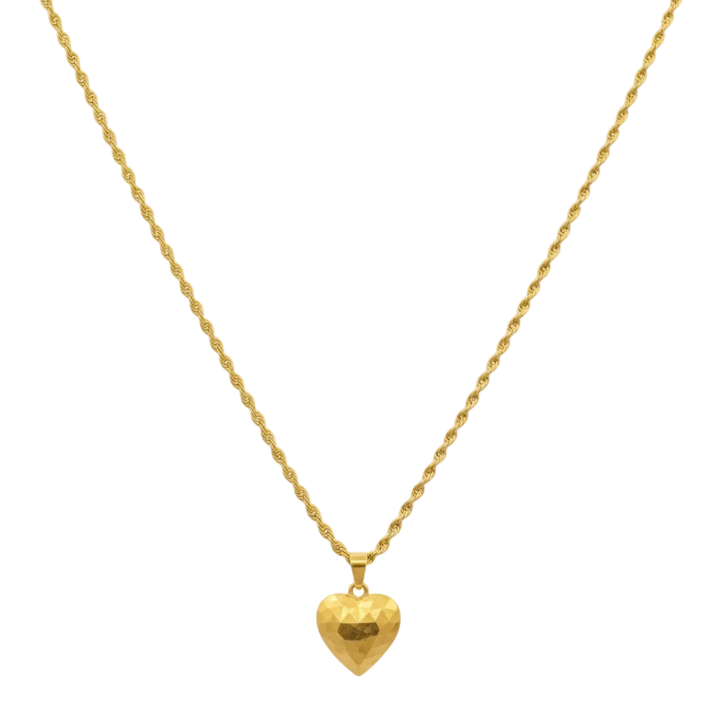 18k Gold Heart Stripe Necklace