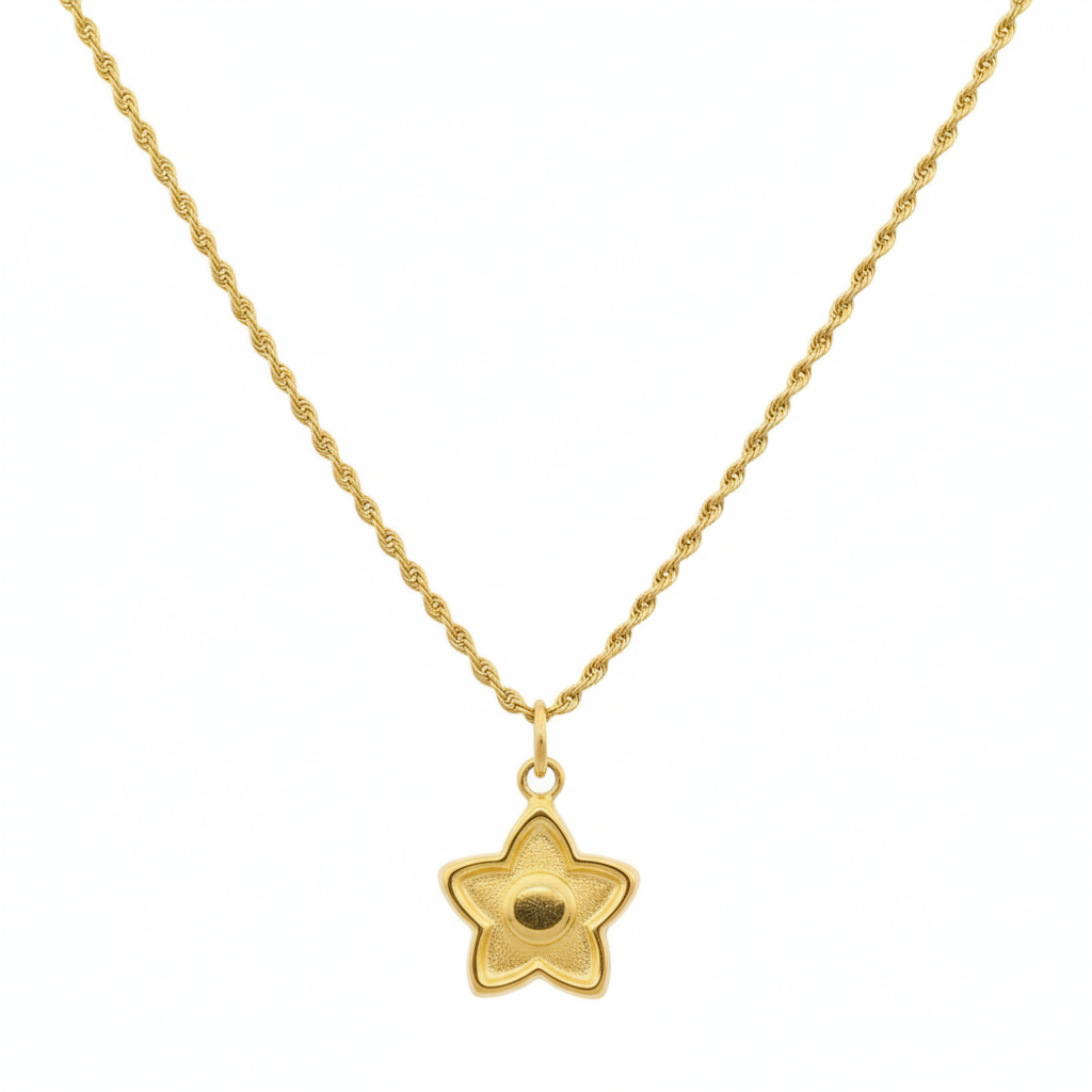 18k Gold Star Dot Necklace