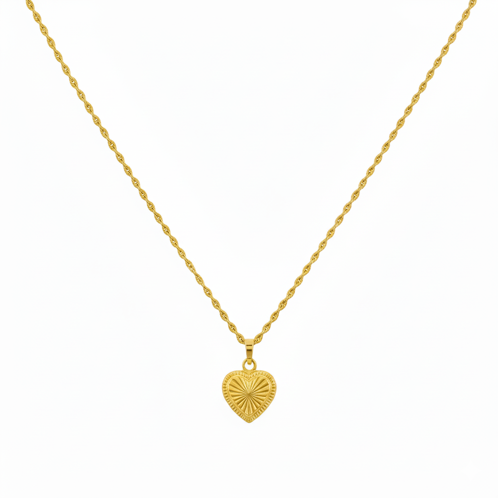 18k Gold Heart Lines Necklace