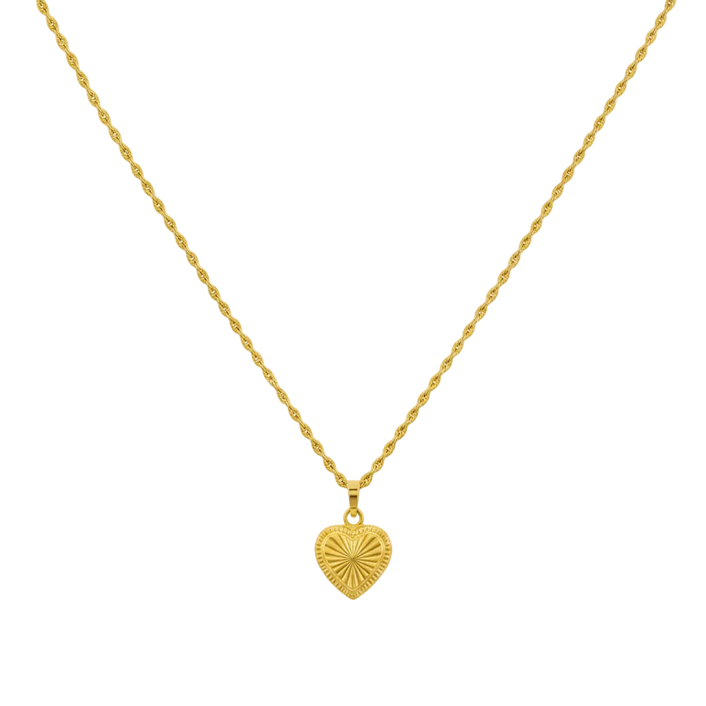 18k Gold Heart Lines Necklace
