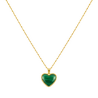 18k Gold Malachite Heart Necklace