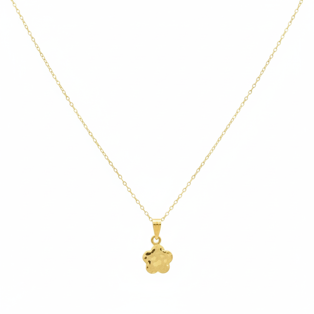 18K Real Gold Flower Necklace V1.1 - 18k Gold Necklace - Embellish Gold